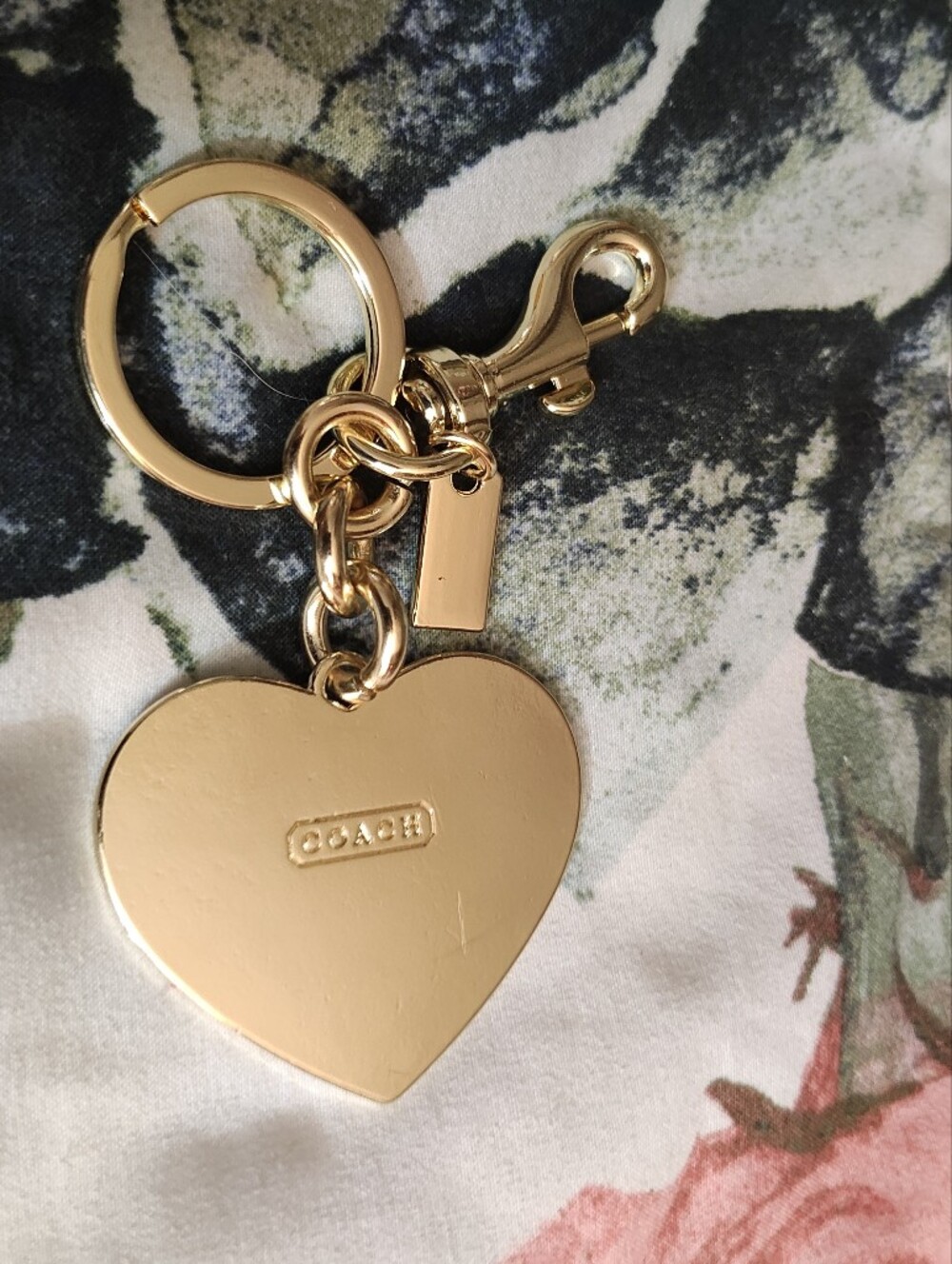 Coach Heart Keychain Charm in Gold & Red - Picture 2 of 3